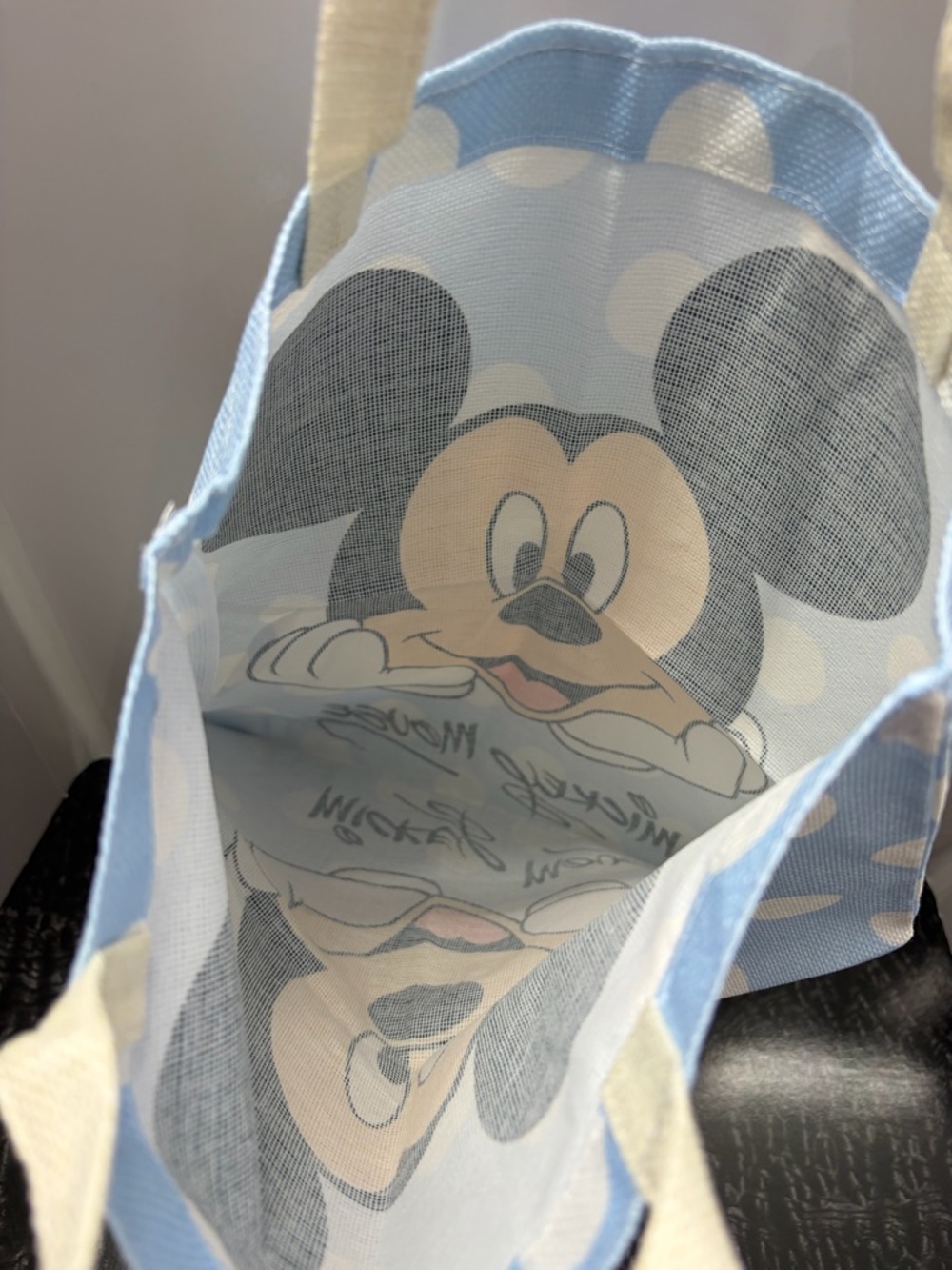 Disney Mickey Mouse Light Blue Polka Dot Tote with Cream Straps - Picture 3 of 3
